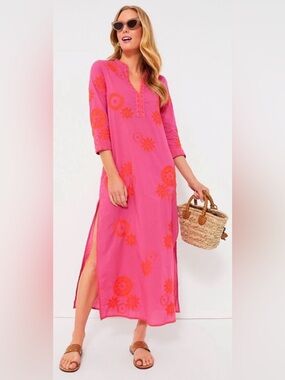 Nimo with Love NEW Pink and Orange Embroidered Sapphire Long Kaftan Size M
